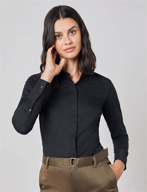 Black Stretch Cotton Shirt 